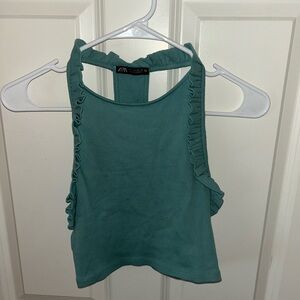 Zara Aqua Ruffle Tank Top